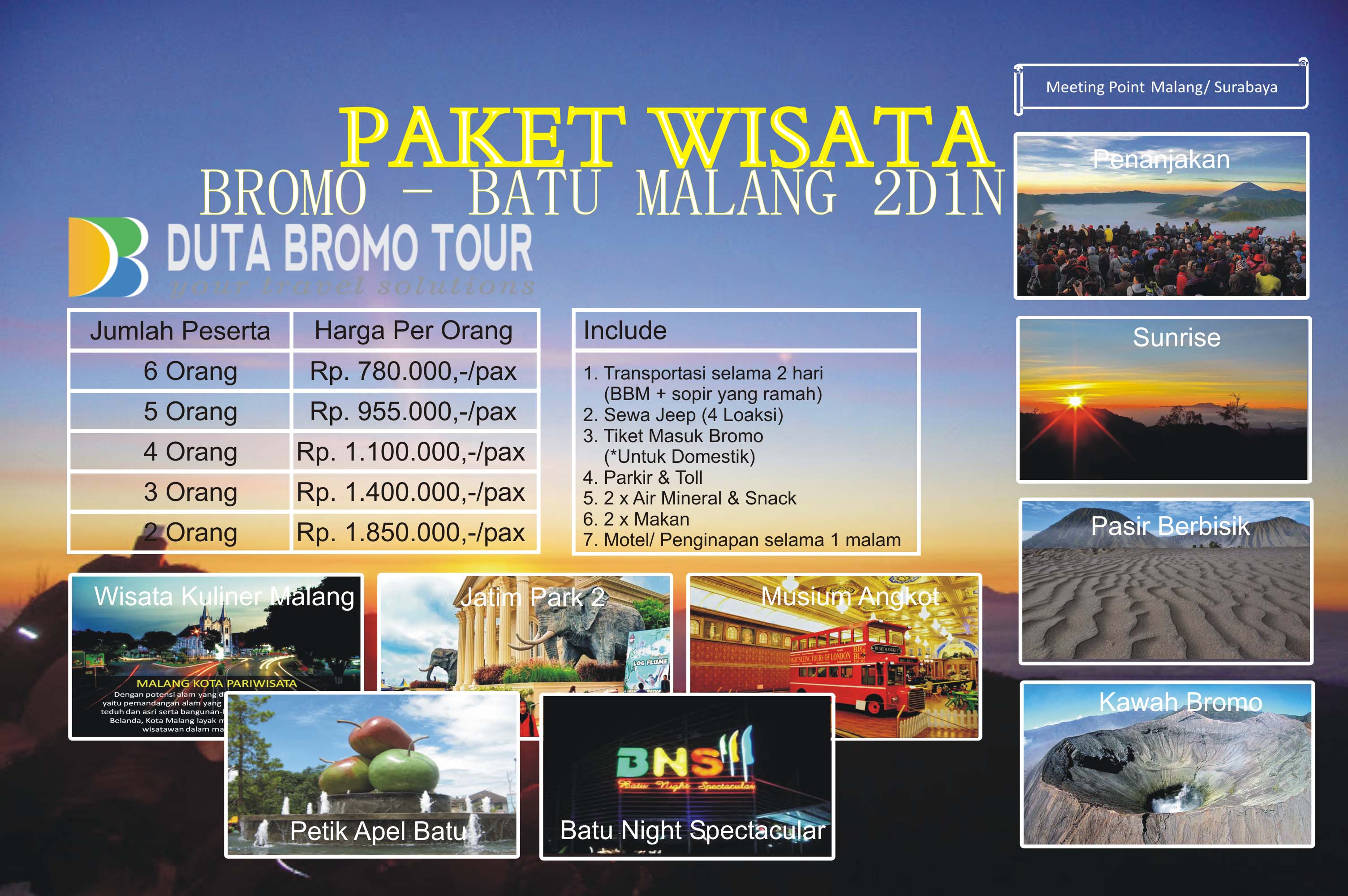 Duta Bromo Tour » Paket Bromo dan Batu Malang 2D1N